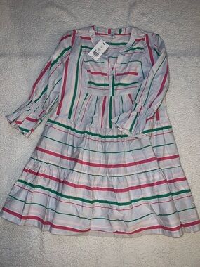 Crown & Ivy Tiered Dress with Pink & Green Stripes XL